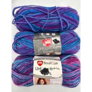 3 Red Heart Unforgettable Waves Yarn GRAPEBERRY Self Striping PURPLE Teal
